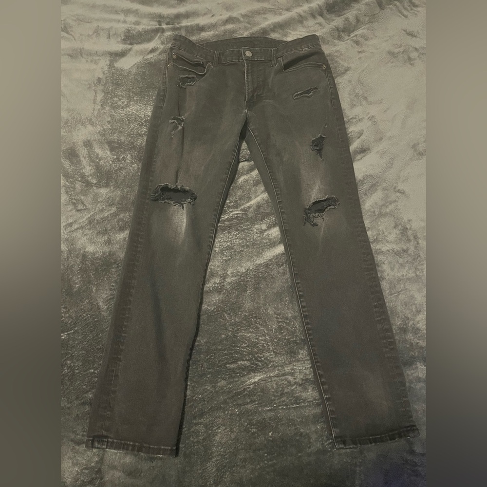 American Eagle men’s washed Slim Distressed Black Jeans 33x30. Next level flex.